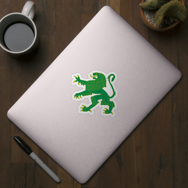 Heraldic Rampant Lion (Green) by PabloDeChenez